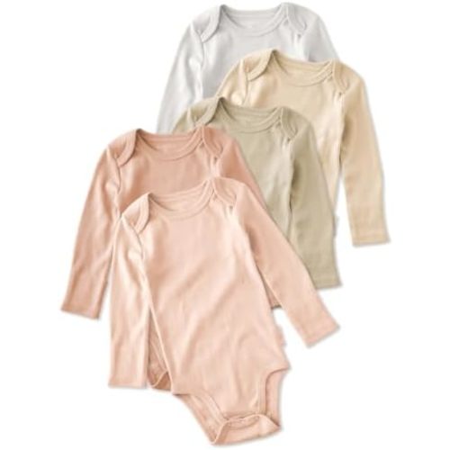 Butterblu Blake 5-Pack Long Sleeve Bodysuits 100% Organic Cotton, Unisex