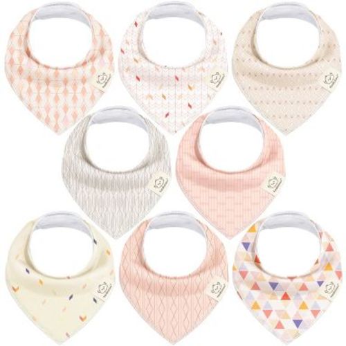 8pk Organic Baby Bandana Bibs, Baby Drool Bibs for Baby Boy, Girl, Baby Bibs for Infant, Newborn (Prism)