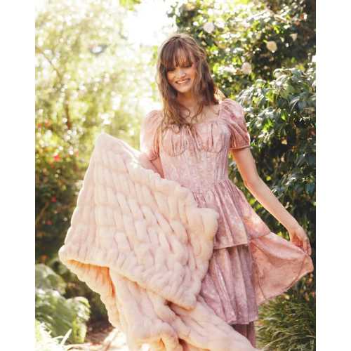 Hugs Hugs Petal Pink Plush Blanket