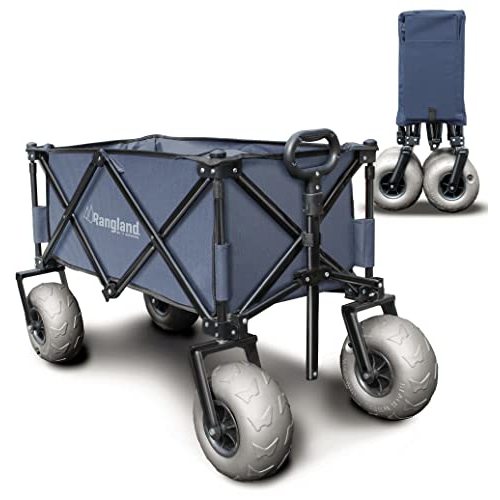 Rangland Beach Wagon with Big Wheels for Sand - All Terrain Steel Frame Utility Cart with 9" Pneumatic Tires, Collapsible Folding Design (Sand Warrior RX800)