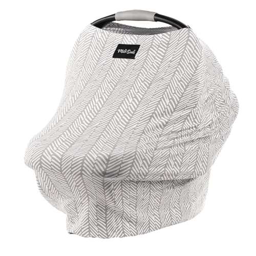 Milk Snob Original 5-in-1 Cover - Added Privacy for Breastfeeding, Baby Car Seat, Carrier, Stroller, High Chair, Shopping Cart, Lounger Canopy - Newborn Essentials, Nursing Top, Herringbone