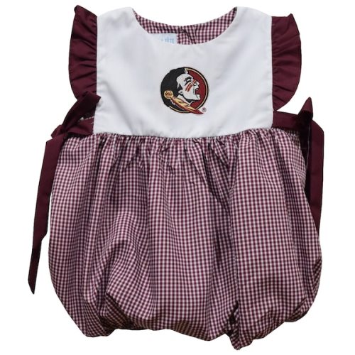 Girls Infant Vive La Fete Garnet Florida State Seminoles Gingham Puffy Bubble Dress