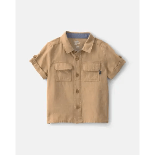 Baby Boy Linen Short-Sleeve Button-Down Shirt - Khaki - OshKosh B'gosh | Carter's