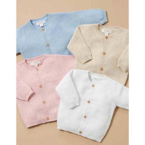 Textured Knit Cardigan Pink Melange - Purebaby | Maisonette