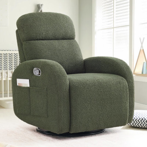 Latitude Run® Delba 37"Modern Upholstered Manual Swivel Rocker Glider Recliner Nursery Chair & Reviews | Wayfair