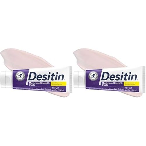 Desitin Maximum Strength Diaper Rash Cream, 40% Zinc Oxide | Treatment & Prevention | Hypoallergenic | Paraben-Free | 16 oz Pack of 2