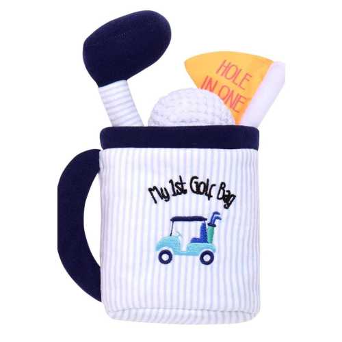My First Golf Bag 4 Piece Sensory Playset Personalized Set of Golf Bag and Club, Ball and Hole in One Gift for Baby or Toddler BACK IN STOCK