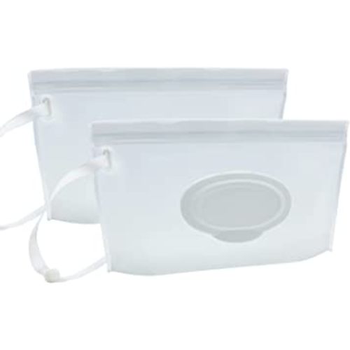 Portable Refillable Wet Wipe Pouch, Reusable Travel Wipes Holder & Case, Lightweight Flushable Diaper Wipes Container for Baby (Clear)