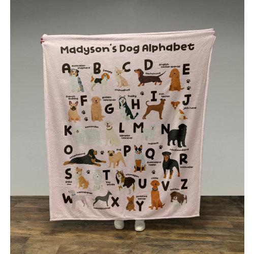Personalized Dog Alphabet Blanket, Boy Blanket, Baby Blanket, Kids Blanket, Personalized Gift, Gift for Baby, Dog Gift, Gift for Dog Lovers