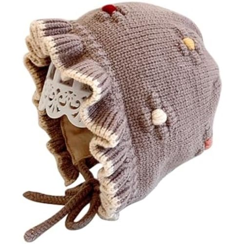 HOOLCHEAN Baby Girls Bonnet Double Layer Soft Knitted Hat for Autumn Winter 6-24 Months