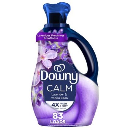 Downy Ultra Soft + Calm Lavender & Vanilla Beans Liquid Fabric Softener - 56 fl oz: Aluminum-Free, Paraben-Free, Spill-Resistant Lid