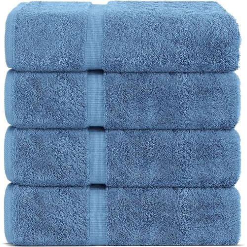 Chakir Turkish Linens Premium Cotton Absorbent Turkish Towels (Bath Towel - Set of 4, Wedgewood)