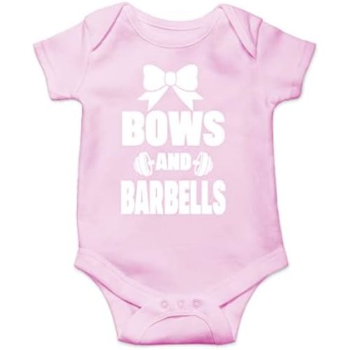 AW Fashions Bows and Barbells Baby Bodysuit Funny Adorable Infant Romper Clothing Outfit Unisex Girls Boys