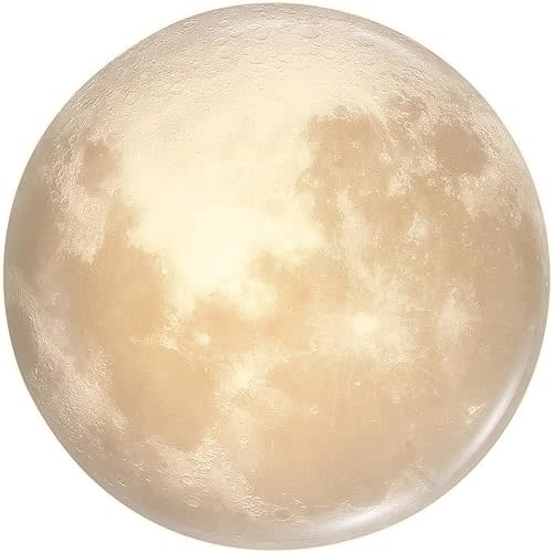 Flush Mount Fixture Ceiling Light ：15" 3D Moon Surface 5CCT Adjustable 30W LED for Bedroom, Nursery