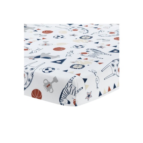 Hall of Fame Animals/Sports 100% Cotton Fitted Baby Crib Sheet