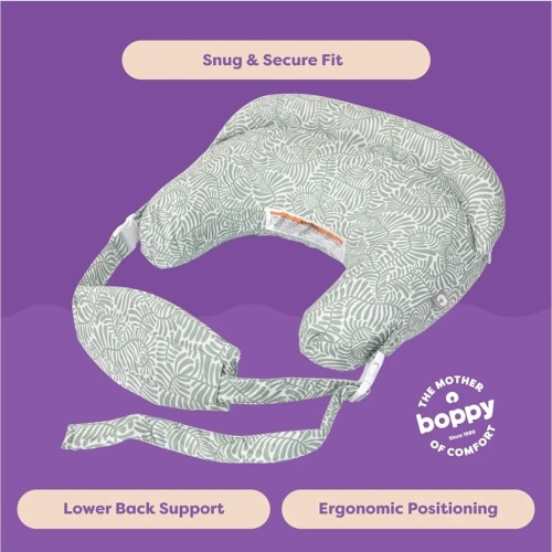 Boppy Complete Nursing Pillow, Breastfeeding & Bottle Feeding Ergonomic 2-in-1 Feeding Pillow with Removable Belt, CloseComfort No-Gap Design, Full-Length Bolster, Washable Cover-Green Sage Vines