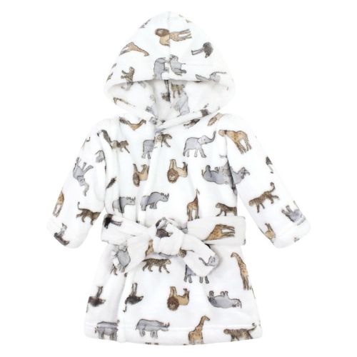 Hudson Baby Plush Animal Face Bathrobe, Modern Safari, 0-9 Months
