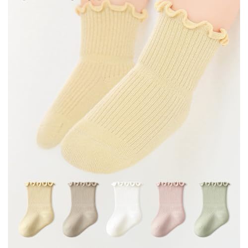 Baby Toddler Girls Ruffle Socks Newborn Infant Girl's Knee High Solid Cotton Long Socks
