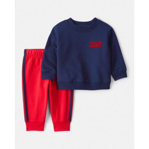Baby Boy Valentine's Day 2-Piece Heart French Terry Long-Sleeve Tee & Pant Set - Blue | Carter's