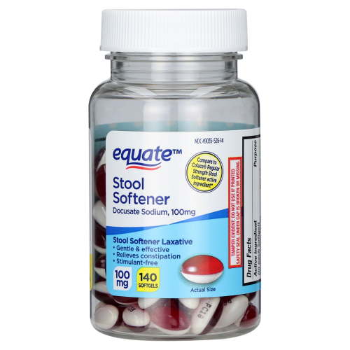 Equate Stool Softener Docusate Sodium Softgels, 100 mg, 140 Count HSA/FSA Eligible