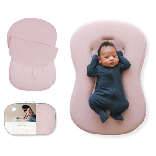 Snuggle Me® Baby Lounger Curve (0-6 Months) - Premium Organic Cotton with Foam Core, Machine-Washable Cover, Buttery-Soft & Breathable CSPC Compliant Infant Lounger Baby Nest with Travel Bag - Gumdrop