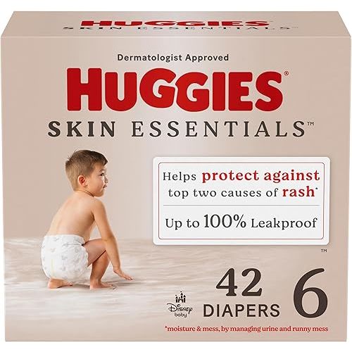 Huggies Size 6 Diapers, Skin Essentials Baby Diapers, Size 6 (35+ lbs), 42 Count