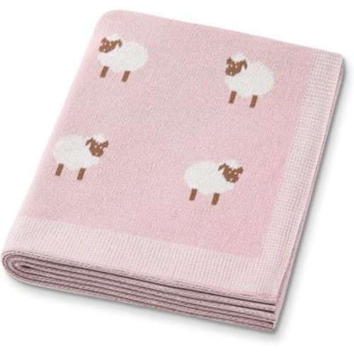 Organic Cotton Baby Blanket - Soft Luxury Knit Receiving Blanket for Newborns & Toddlers, Cozy Breathable Stroller Blanket with Pattern, Unisex, 30x40Inch（Sheep-Pink）
