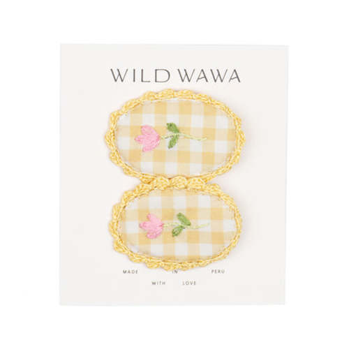 Crochet Clip set in Yellow Gingham