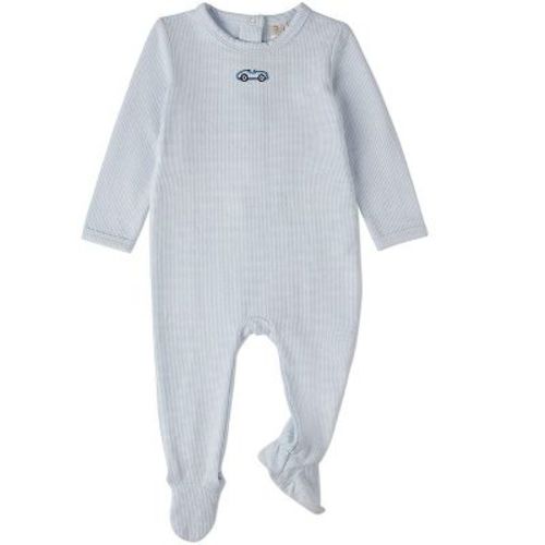 MiniMoi Baby Boys Footie with Vintage Embroidered Race Car Blue 6 Months