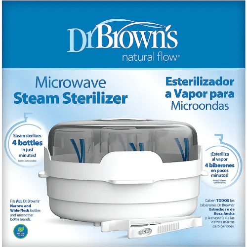 Dr. Brown's Microwave Steam Sterilizer for Baby Bottles, Nipples, Bottle Parts, Pacifiers, Teethers and Breast Pump Parts