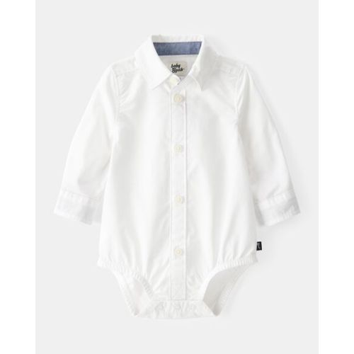 Baby Boy Button-Front Long Sleeve Bodysuit - White - OshKosh B'gosh | Carter's