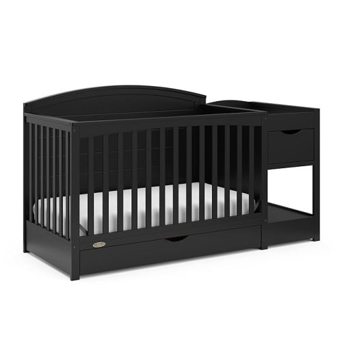 Graco Bellwood 5-in-1 Convertible Crib & Changer with Drawer - GREENGUARD Gold Certified, Full-Size Storage Drawer, Converts to Toddler Bed (Black)