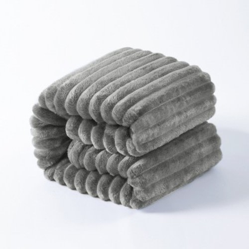 Flannel Fuzzy Toddler Blanket, Fluffy Warm and Lightweight Baby Plush Blanket, 30x40 Inches, Gray - NTBAY