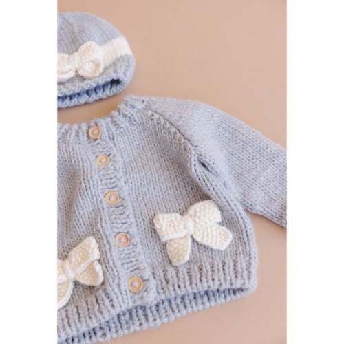 Bow Cardigan, Bowie Gray - The Blueberry Hill | Maisonette