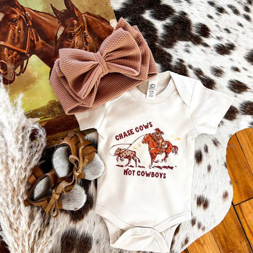 Chase Cows Not Cowboys Onesie (little kid)natural) – theFRINGEDpineapple