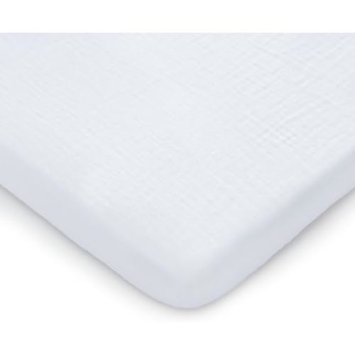 Comfy Cubs Muslin Bassinet Sheet - 100% Soft Cotton Fabric, Breathable & Gentle for Baby’s Sensitive Skin - Universal Fit with Secure Elastic Edging, Gift-Ready Packaging - White