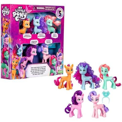 My Little Pony Toys, Make Your Mark Collection Set, 5 Pony Figures, 3-Inch Dolls, Toys for 3 Year Old Girls and Boys