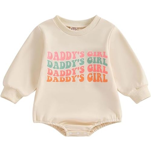 Sejardin Newborn Baby Girl Romper Daddys Girl Clothes Long Sleeve Round Neck Romper Toddler Girl Outfit