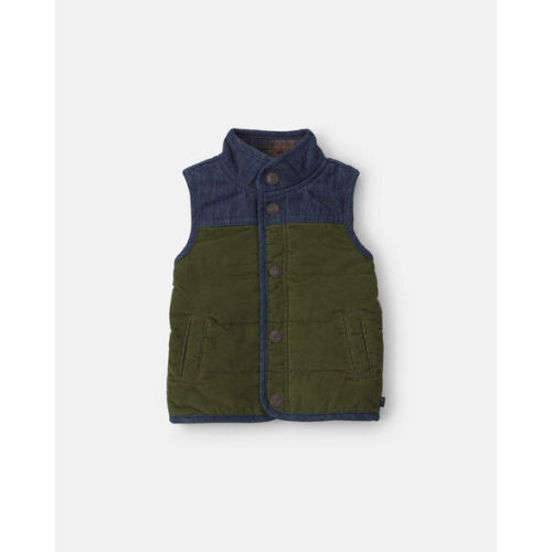 Baby Boy Color Block Corduroy Vest - Olive Green/Blue - OshKosh B'gosh | Carter's