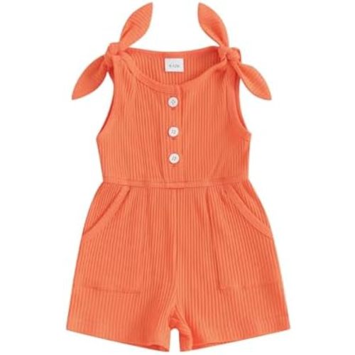 Fernvia Toddler Baby Girl Summer Clothes Sleeveless Ribbed Knitted Jumpsuit Shorts Overalls Baby One Piece Outfit