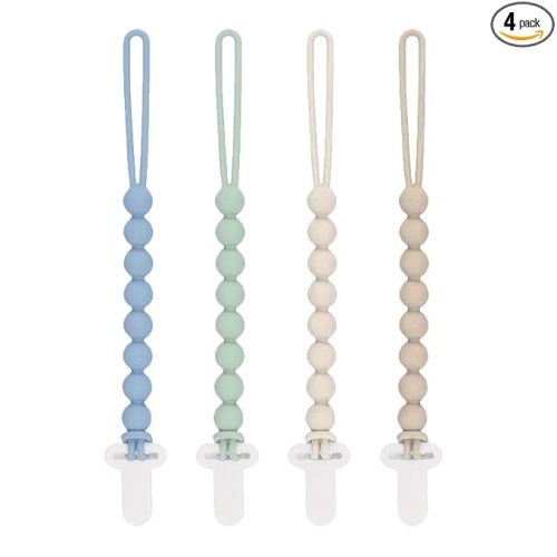 Pacifier Clips Baby Boy - MORIBOX 4 Pack Paci Clip Soothie Baby Binky Holder for Shower Birthday Gift