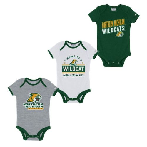 Northern Michigan Wildcats 3 Pack Bodysuit dkgrn