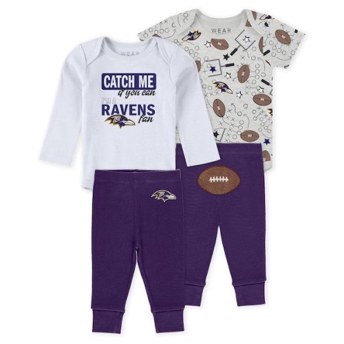 Baltimore Ravens WEAR by Erin Andrews Infant & Newborn Three-Piece Turn Me Around Bodysuits & Pant Set
