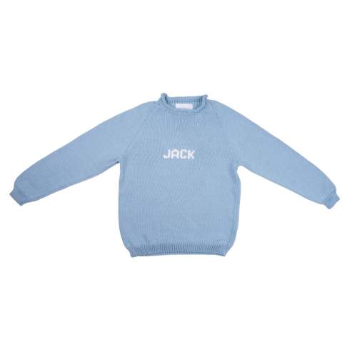 Name Sweater - Light Blue and White