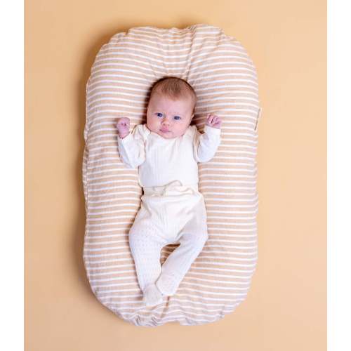 Bubba Cloud Organic Baby Lounger Cinnamon Stripe Linen