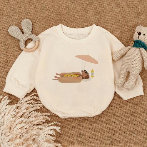 Funny Dachshund Romper, Wiener Dog Hot Dog Summer Baby Bodysuit, Sausage Dog Graphic, Striped Shirt Dog Lover Gift