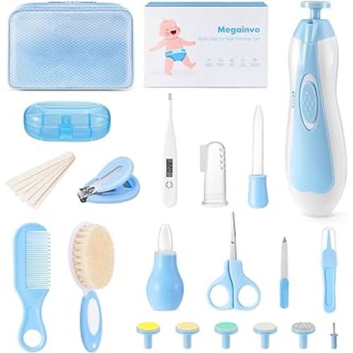 Megainvo Baby Grooming Kit, 24 Pcs Baby Care Kit, Baby Nail Trimmer Set with Light, Newborn Nursery Baby Essential Care Kit Nail Clippers Hair Comb Brush Infant for Neewborn Boys Girls