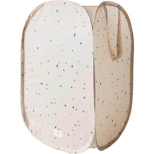 3 Sprouts Pop Up Hamper - Collapsible Laundry Basket, Popup & Foldable Design - Durable Waterproof Fabric for Dirty Clothes, Toys & Towels - Ideal for Dorm, Bedroom & Baby Nursery, Terrazzo Beige