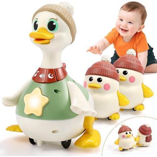 LUDILO Musical Crawling Duck, Baby Tummy Time Toy 6-12 Months, Baby Gifts