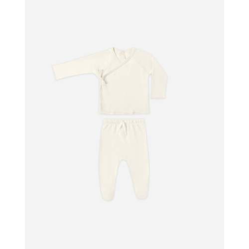 Wrap Top + Footed Pant Set || Ivory – Quincy Mae